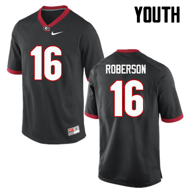 Georgia Bulldogs Youth Caleeb Roberson #16 Black Stitched College UGA Football Jersey 23HY015AT